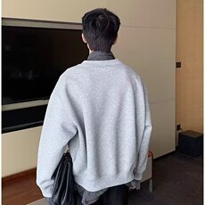 W11067-P48网图现货春季新款假两件拼接长袖卫衣Polo领上衣，男装卫衣，星座1608