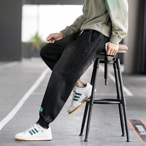 秋冬牛仔裤男宽松韩版潮百搭束脚潮牌休闲工装长裤C402图片