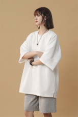 T132/P28中性风重磅华夫格短袖t恤男夏季2026新款宽松大码体恤衫，女装T恤，电商基地A050