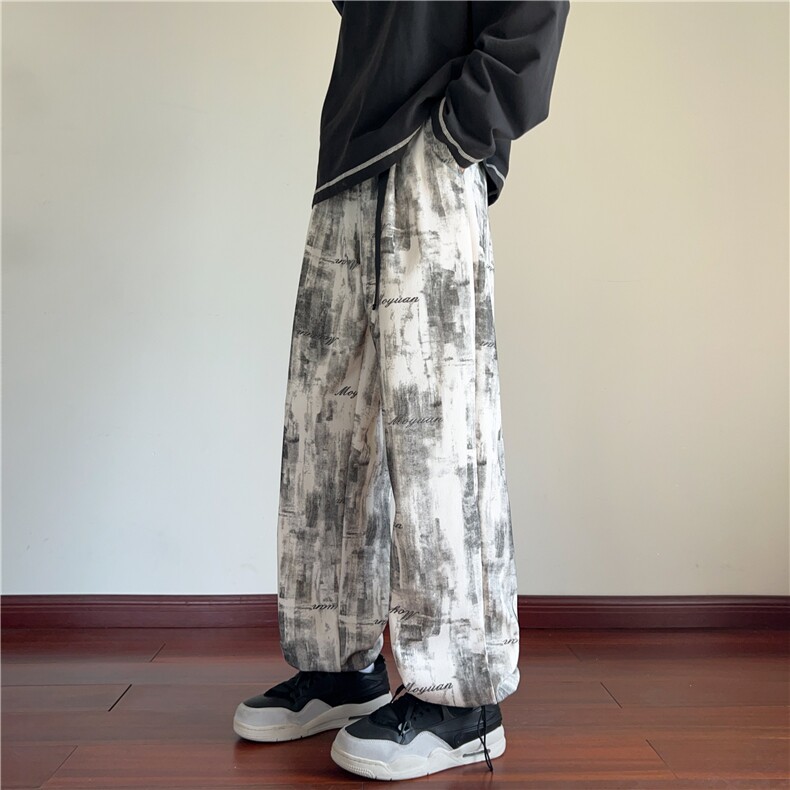 2025秋季新款美式高街扎染褶皱宽松休闲裤K2556*P35控58，男装休闲裤，星座227-1