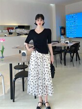 夏装新款冰丝上衣＋蝴蝶花纱裙套装，女装职业装，蕃米莉