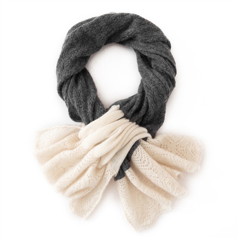 2025年秋季时尚百搭通勤简约休闲镂空拼色穿孔围巾，围巾，众皇羊绒