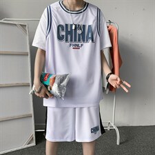 篮球运动套装男夏季薄款男生宽松健身假两件情侣篮球服TZ219-p36图片