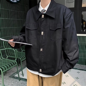 高品质金属扣春秋款夹克男翻领休闲宽松短款外套韩版流行 JK838图片