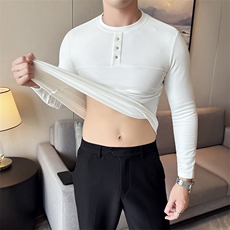 盗图-英伦韩版双面绒纯色打底衫弹力修身T恤MZ04/P38特控58，男装T恤，电商A243