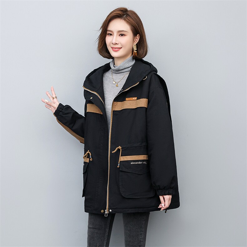 风衣女中长款2025春秋新款收腰小个子时尚宽松百搭休闲加大码外套,女装派克服,天丽