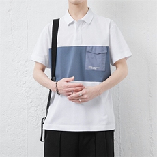 夏季男士翻领Polo短袖拼接撞色潮牌宽松落肩上衣，男装Polo衫，星座1206（原A206）