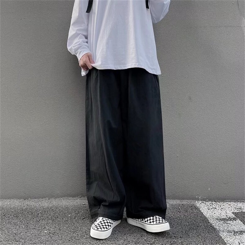 日系潮牌宽松阔腿裤子男复古坠感高街直筒休闲长1001-1-K762-P38，男装休闲裤，星座1001-1