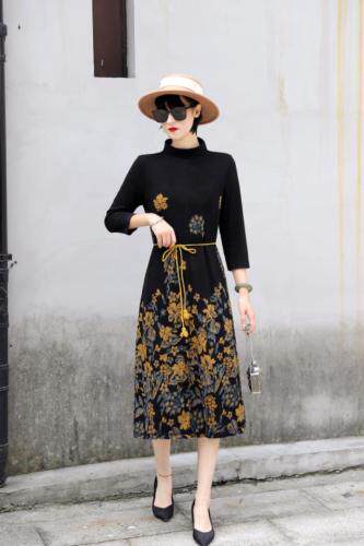 遮肚显瘦连衣裙，女装连衣裙，澳洛菲