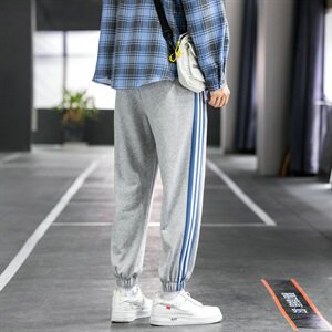 2021春秋季新款休闲裤男韩版宽松九分裤条纹裤子小脚裤潮DS881T图片