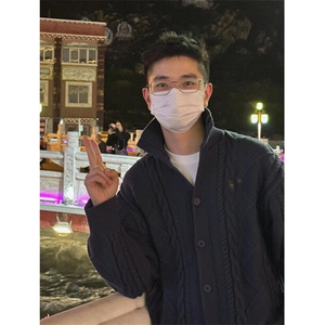 秋冬季立领针织开衫男宽松休闲纯色毛衣简约夹克外套男 M8219图片