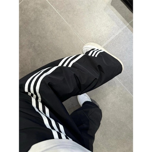 cleanfit美式三条杠织带休闲卫裤男生松弛感穿搭裤子弯刀直筒裤潮图片