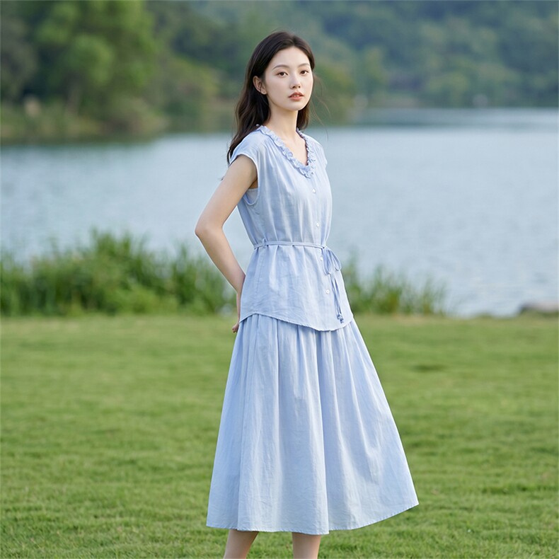 套装女夏季纯色清爽两件套,女装套装/套裙,曼沙奕珂