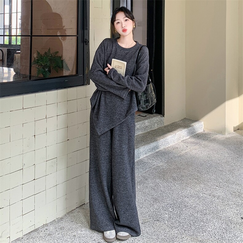（新品）可做春装 现货一体绒加厚阔腿裤套装F596-P185-K288图片