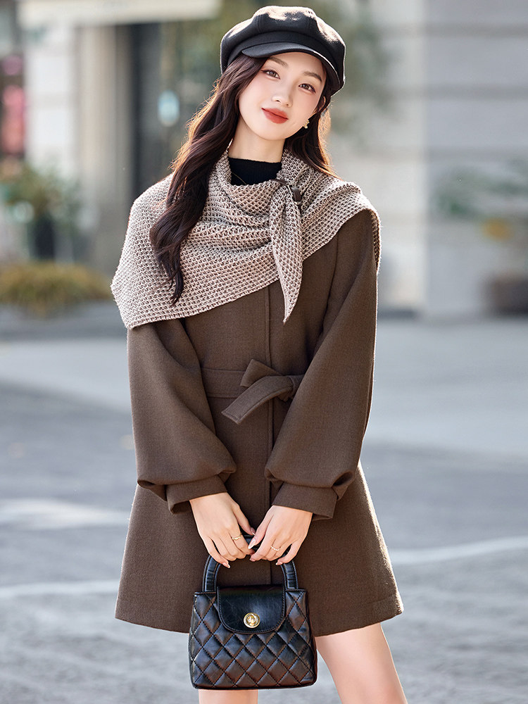 （现货）欣贝拉2025年冬季休闲淑女气质风格毛呢大衣夹棉加厚款,女装毛呢外套,欣贝拉