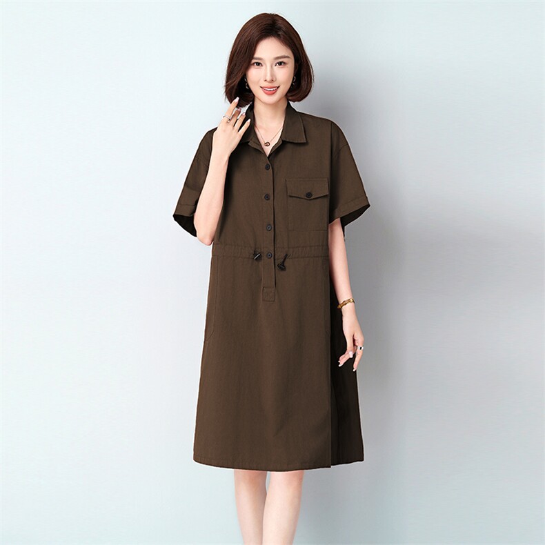 2025夏新品连衣裙纯棉大口袋款中长款连衣裙895款,女装连衣裙,秋牧寒烟