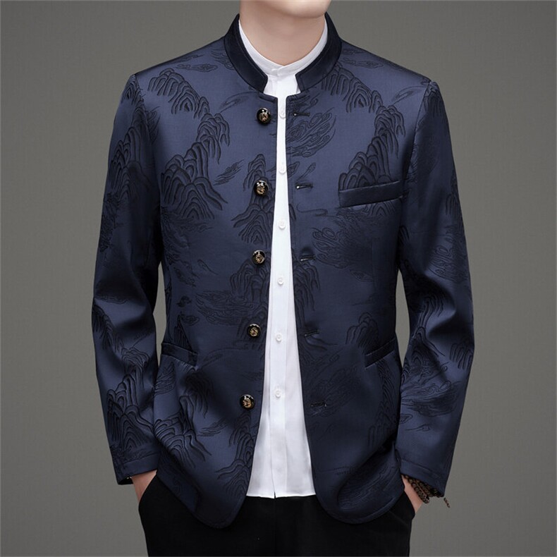 主推高品质中山装西服外套男中老年风新中式唐装西服上衣,男装西服,钱塘723
