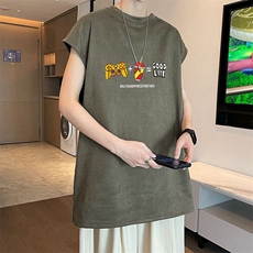 可设48小时发货支持抖音得物来样二开240克重磅美式麂皮绒背心t恤，男装T恤，电商A486-1