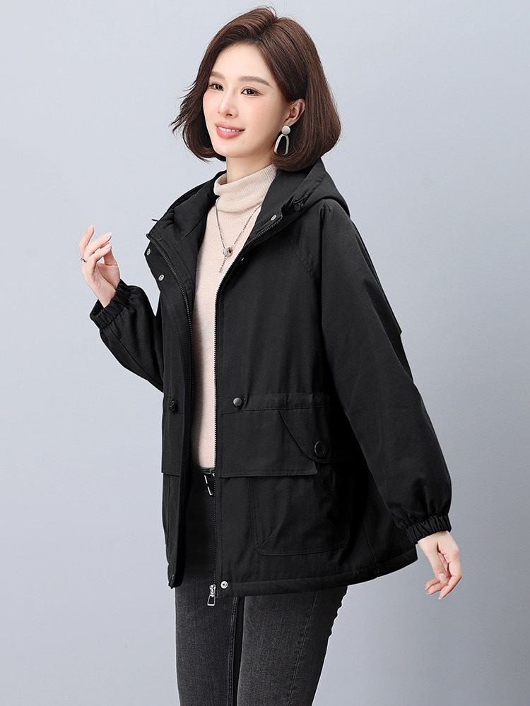 加绒派克服女2024冬季新款宽松大码加厚连帽棉衣外套,女装派克服,忆绮罗
