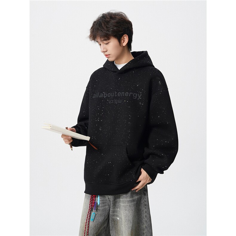 现货设计款美式潮流满天星设计字母连帽卫衣P55控88，男装卫衣，电商D205