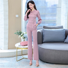 两件套2023春装秋装新款套装显瘦女神范时尚气质阔腿裤，女装职业装，米雪儿