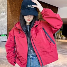 大码宽松百搭休闲夹克外套女2025秋季连帽冲锋衣开衫外穿，男装夹克，星座1210-1
