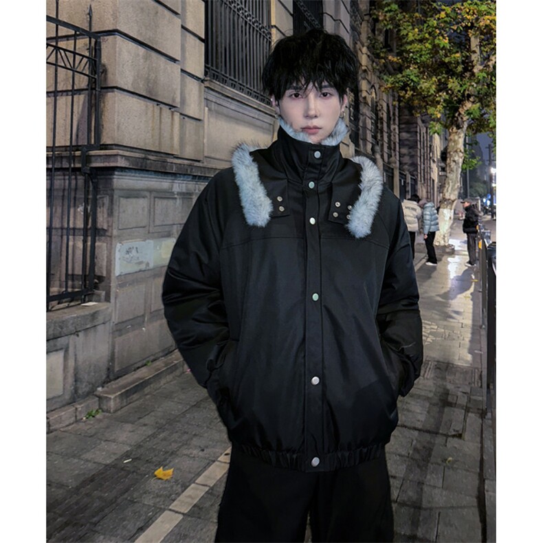 狼王双层毛领座山雕外套男冬季假两件痞帅夹克美式加厚棉袄,男装夹克,星座903-1