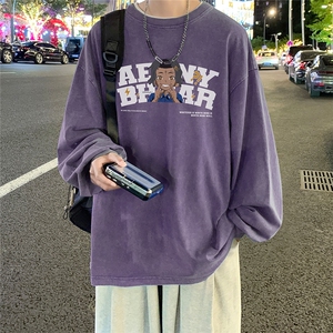 直播品质 重磅纯棉 美式蜡染水洗做旧潮牌宽松长袖t恤 CT317特P38图片