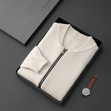 时尚男士羊绒棒球服高端品质保暖舒适经典蓝色百搭潮流，男装羊绒开衫，台绒羊绒