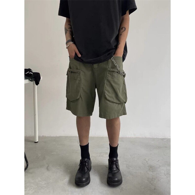 W9602-P50网图现货机能重工口袋工装短裤夏季高街宽松五分裤,男装牛仔裤,星座1608-2
