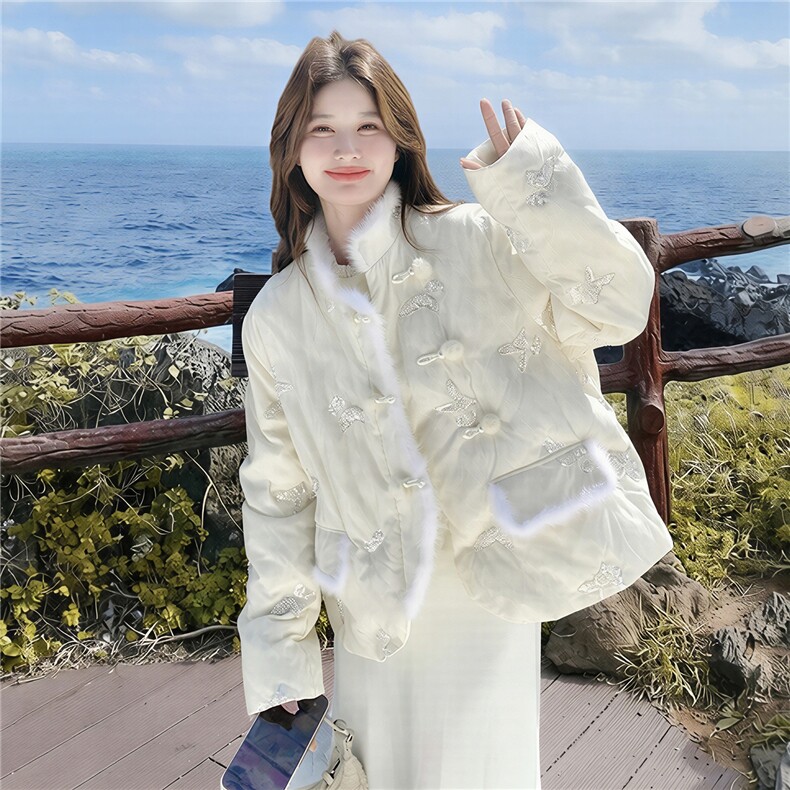 【大货】数据好新中式重工钉珠白鸭绒外套2C327-9936P285控398,女装羽绒服,2C327