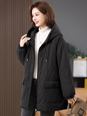 2025冬季时尚休闲夹棉加厚保暖舒适中长款棉服，女装棉衣/棉服，独衣靓