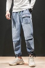 2020马切达秋季新日系大码潮男九分纯色松紧腰牛仔裤K293-P50，男装牛仔裤，电商A001