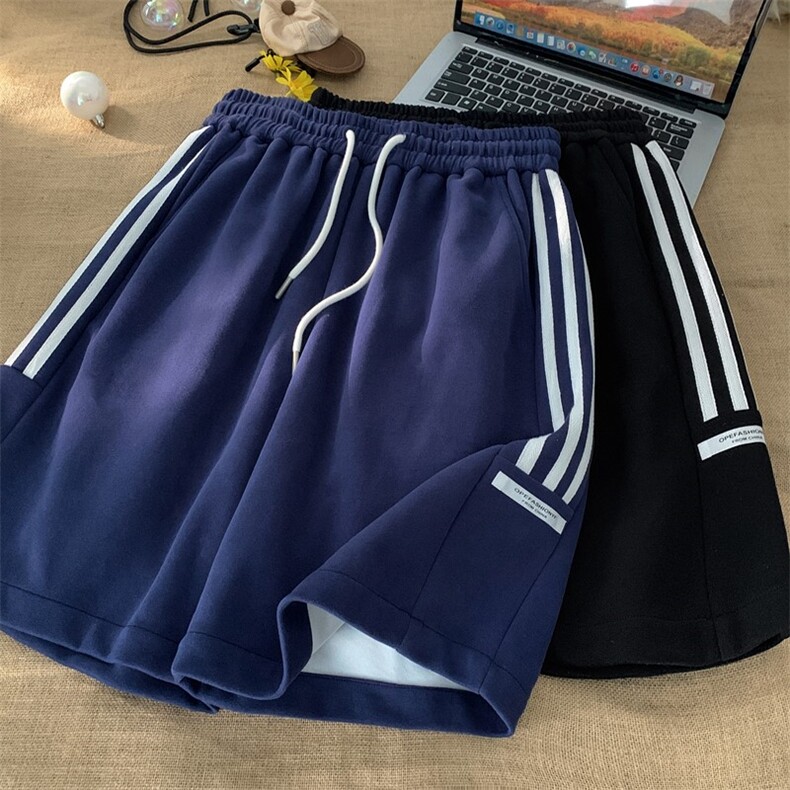 夏季新款侧边拼接织带绣标短裤宽松 M~4XL XZ604-DK809-P40控58图片