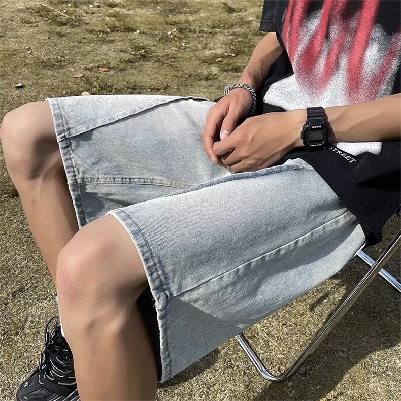 新款春季潮流牛仔裤气质男百搭五分裤青春流行中腰潮修身小脚日系,男装牛仔裤,星座1013