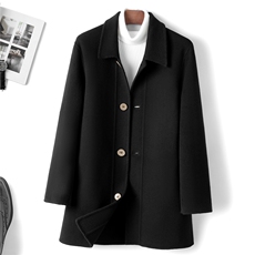 2025年秋季新款系扣纯色简约针织羊毛大衣外套时尚休闲通勤百搭，男装毛呢大衣，诗洋大衣