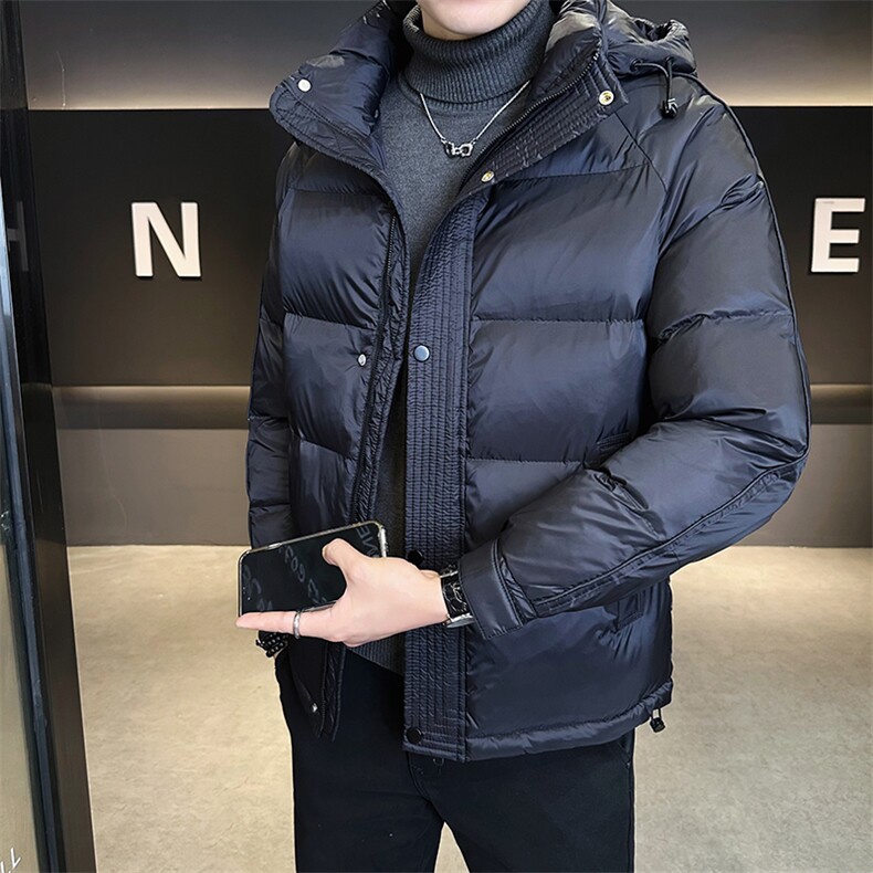 L-4XL  冬季新款连帽短款纯色棉衣男 Y9922-P175图片