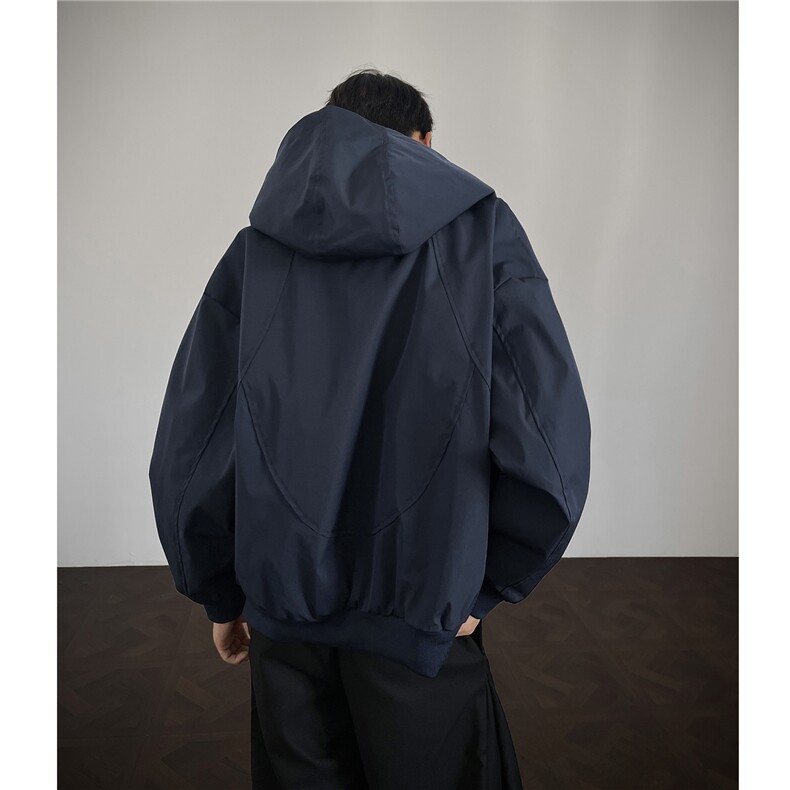 美式短款秋季开衫连帽夹克中性复古宽松褶皱外套潮HZ6608-P75,男装夹克,星座610B-1