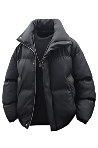 3D立体 支持二开立领PU皮棉服男短款棉衣外套宽松面包服 M810-P75图片