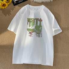可48小时发货支持抖音得物来样二开美式满天星亮片短袖T恤MTX659，男装T恤，电商A486-1