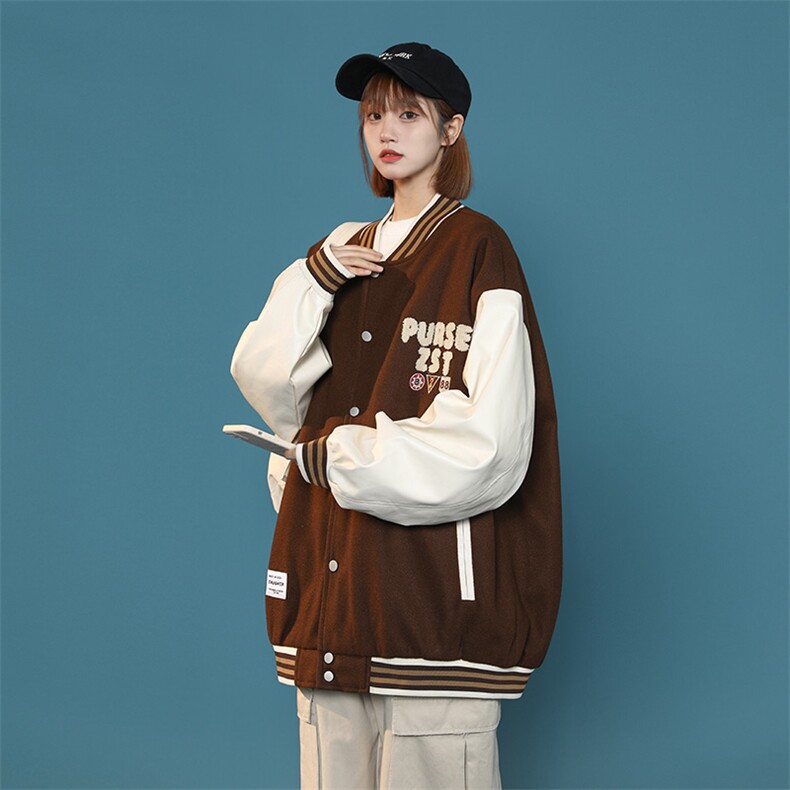 港风上衣夹克宽松落肩拼色棒球服外套JK714-P68,男装夹克,星座1204-3