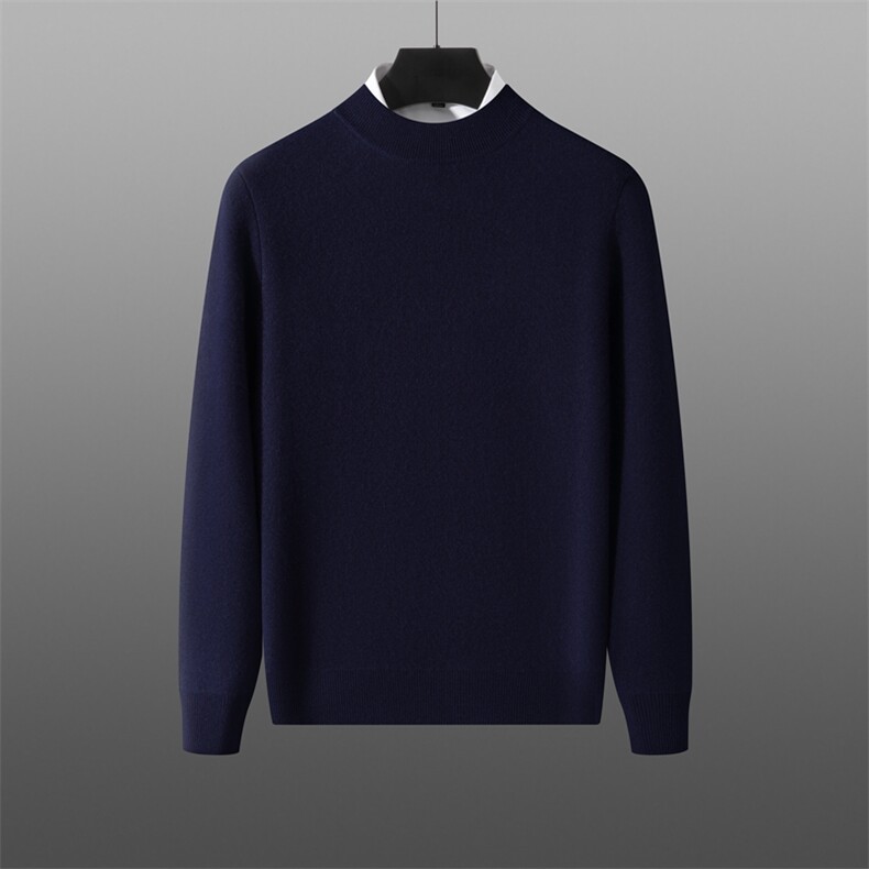 2024秋装新款男士羊绒半高领套头衫简约时尚舒适保暖，男装羊绒套衫，旭友羊绒