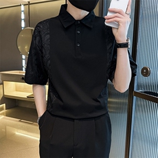 2025春季新款T恤高品质提花拼接翻领短袖T恤小伙上衣901T57-P58，男装T恤，星座901