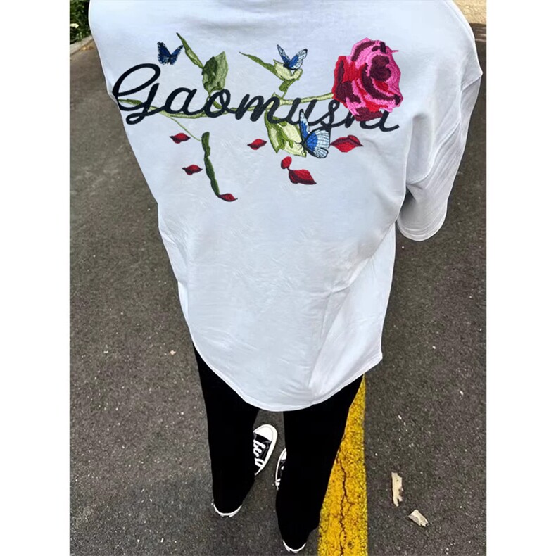 网图有货花卉刺绣原创短袖夏季重磅情侣t恤高街半袖A325-P35，男装T恤，星座1505