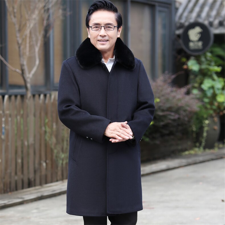 8016/P170主推爆款！老人长款羊毛大衣中老年加绒加厚大码父亲,男装毛呢大衣,星座1216（原钱塘722）