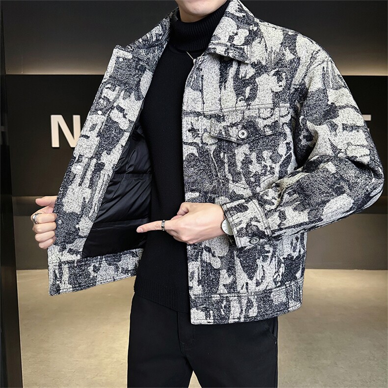 新标90绒有报告男士宽松翻领羽绒服夹克外套6820-P325,男装夹克,电商B328