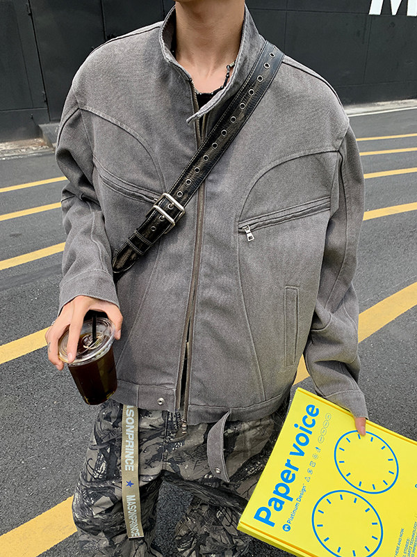 短款牛仔外套男潮高级感痞帅底特律夹克重工牛仔衣,男装夹克,星座410-6（原星座1304-1）