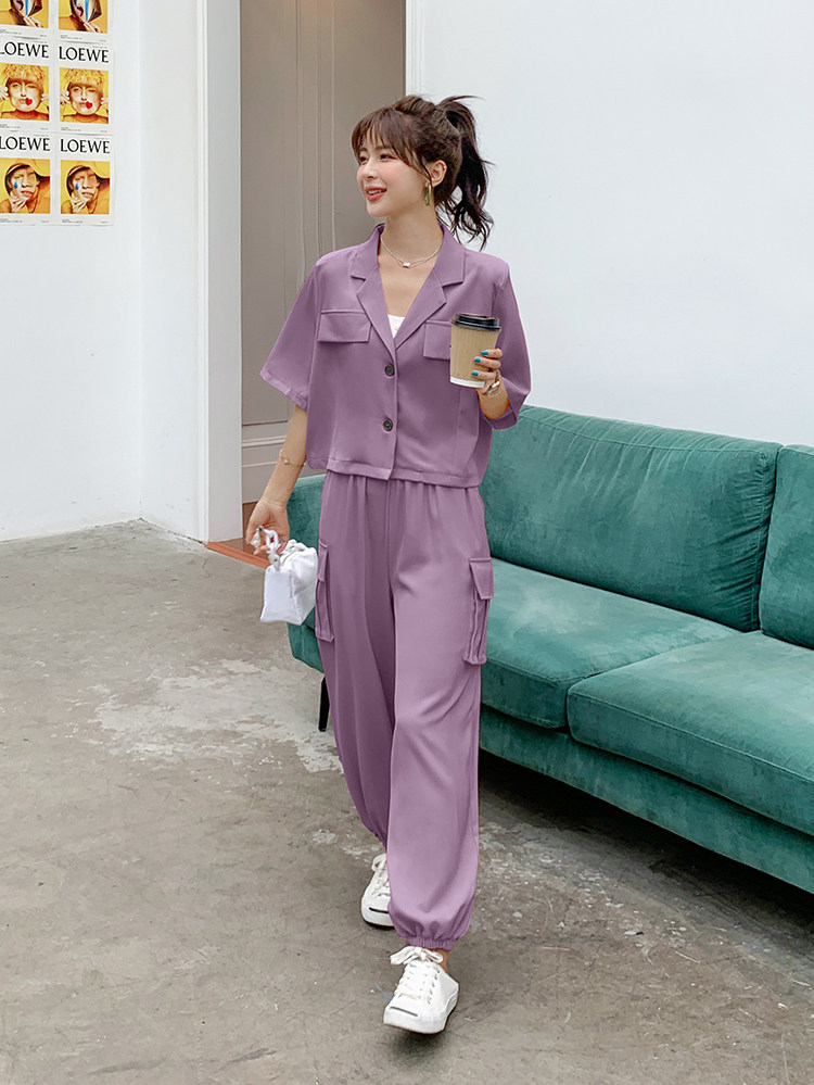 2020夏季新款清新减龄套装（上衣+裤子）浙宝012-T201,女装套装/套裙,金十上