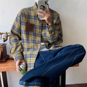 男生衬衫设计感春秋款痞帅格子长袖衬衣美式潮牌休闲外套MC18-P33图片