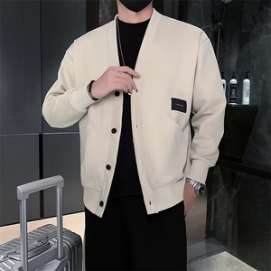 高级感针织衫开衫夹克男士春秋季新款休闲ins韩版V领毛衣外套S001图片